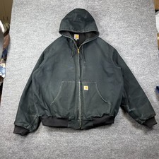 Carhartt Washed Duck Active Jacket Mens 2XL Black Cotton Full Zip Warm Hooded