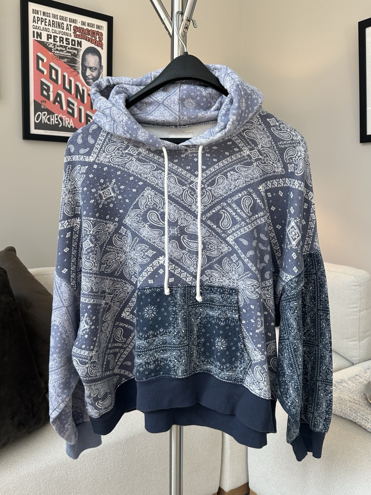American Eagle Bandana Print Patchwork Hooded Swe… - image 2