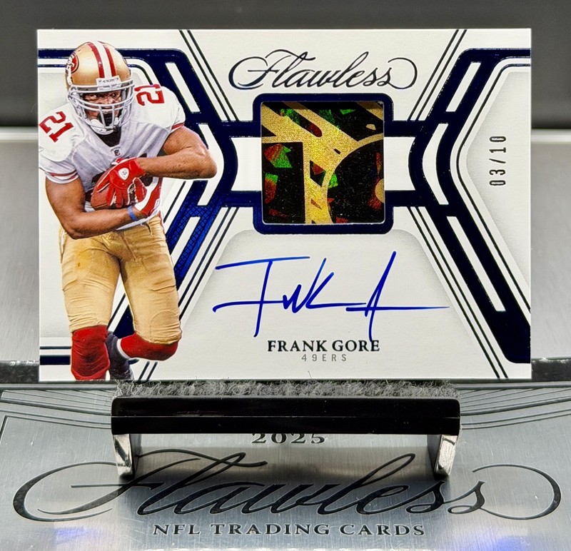 2025 Flawless Signature Gloves ⭐️Frank Gore Sapphire Holo Auto,SSP#/10, Niners🔥