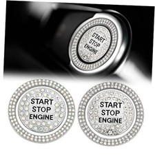 2pcs Bling Car Push Start Button Cover Sticker, Sparkly Rhinestone Car