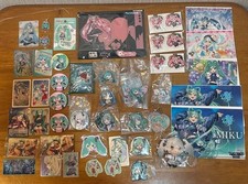 Hatsune Miku Goods Bundle: Can Badges, Acrylic Stands, Acrylic Keychains, Plush