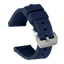 Silicone Watch Bands 22mm Soft Watch Band with Silver Buckle, Dark Blue