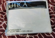 Utica Cotton Percale Pure White Full Fitted Sheet NEW in Package