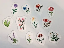 12 Flower Stickers Handmade Cute Planner Calendar Floral Watercolor Stickers 