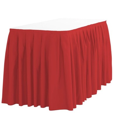 Ltc Linens Red Table Skirt For 4 Feet Rectangular Or 48 Inch Round Table-14 Ft