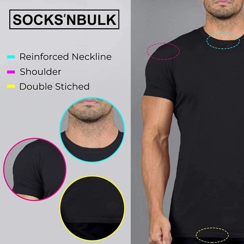 BILLIONHATS 12 Pack Men Cotton T-Shirt Bulk Big Tall Short Sleeve (6X-Large) - Picture 5 of 6