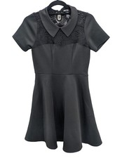 Peter Pan Collar Lace Skull Dress Dark Academia Witchy Fit Flare Retro Size S