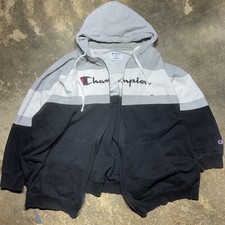 Champion Men s 6XL Full Zip Hoodie Black Gray Fleece Big Tall Streetwear