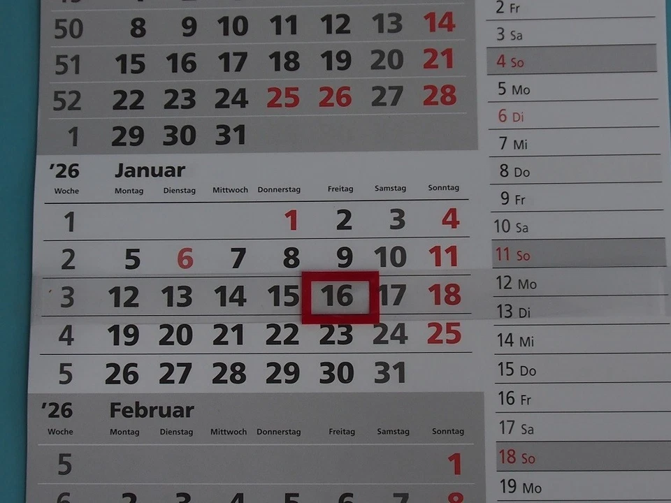 Wandkalender Kalender Viermonatskalender Wochenkalender Notizkalender 2026 - Bild 3 von 4