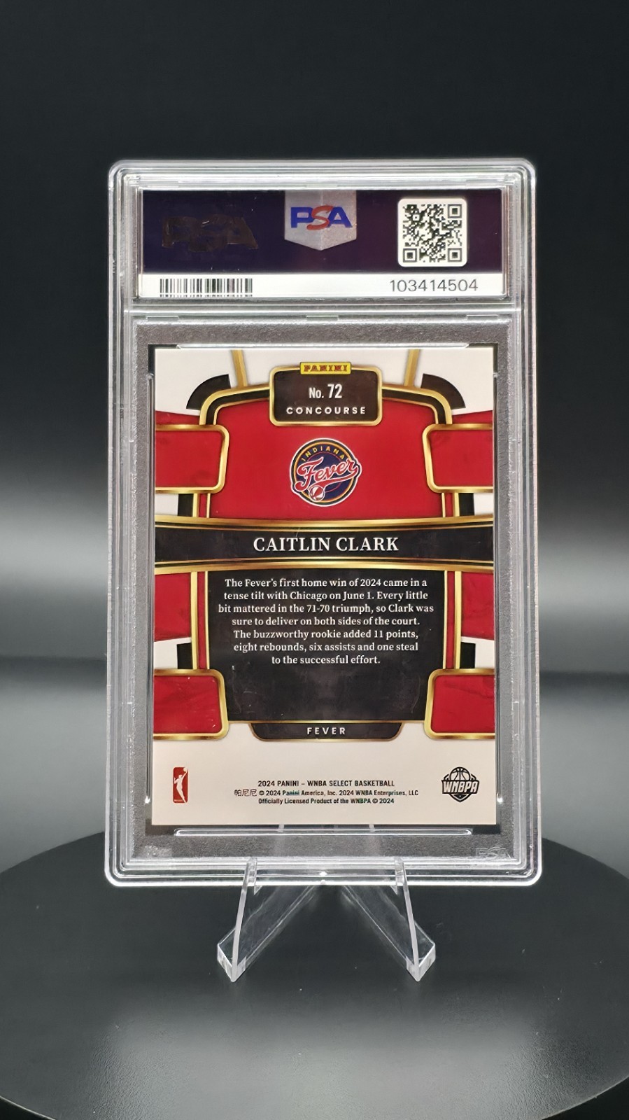 2024 Caitlin Clark RC PSA Panini Select ROOKIE CARD WNBA #72 PSA 9 view 4