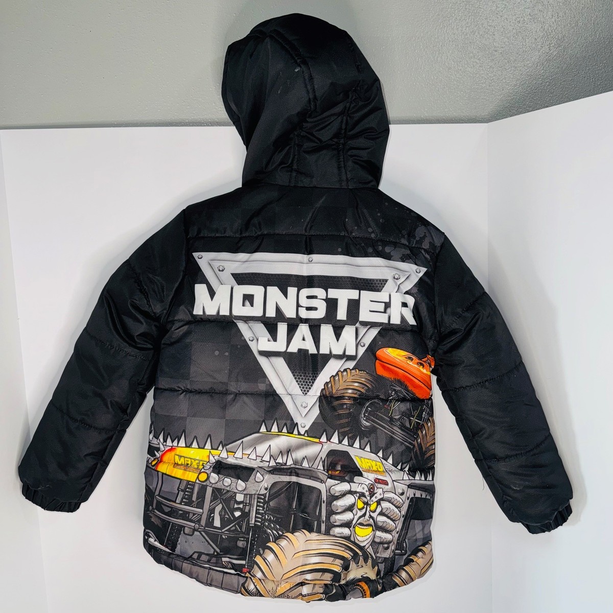 Monster Jam Boys Zip Up Puffer Jacket to Grave Digger El Toro Loco