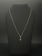 14K Solid Gold Cross Pendant Necklace 1.84g 585 Yellow Gold 18 Chain