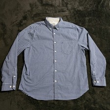 Nautica Flex Classic Fit Shirt Mens XL Navy Blue White Button Down Long Sleeve