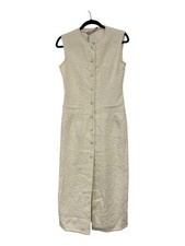 Zara ZW collection Midi Dress Structured M Ecru Textured Sleeveless 8812/730 NWD
