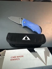 CMB Made Knives Hippo Linerlock Blue G10 Folding D2 Steel Pocket Knife 05S