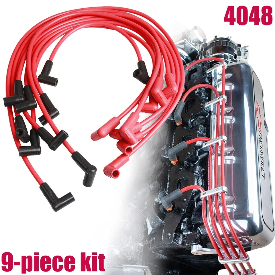 Distribuidor HEI y cables de bujía para Chevy 283 305 327 350 400 bloque pequeño V8 Foto 4 de 4