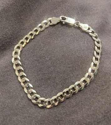 925 Italienisches Sterlingsilber Gold Vermeil 6 mm Panzerkette Gliederkette Armband 7,5 Zoll