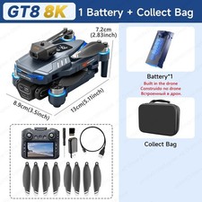 GT8 8K Drone Dual Camera Screen Remote 5G WiFi Brushless Obstacle Avoid