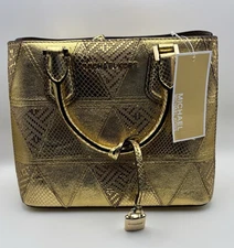 Michael Kors Gold MD Messeneger Mercer Metallic Patchwork Leather Crossbody Bag
