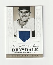 2014 National Treasures Don Drysdale Game Used Relic /99 Read Description 