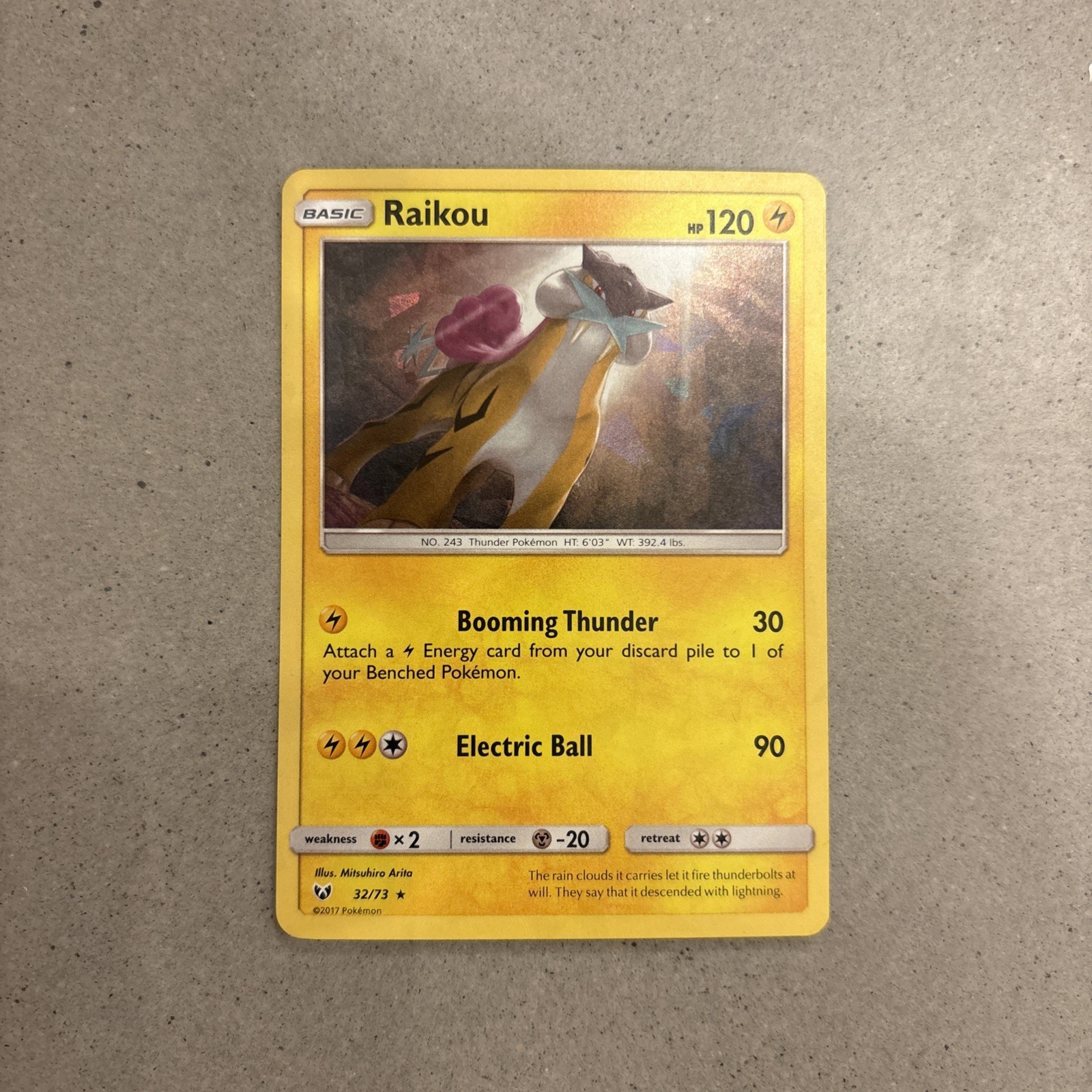 Raikou 32/73 Shining Legends Cracked Ice Holo Rare Pokemon Card NM