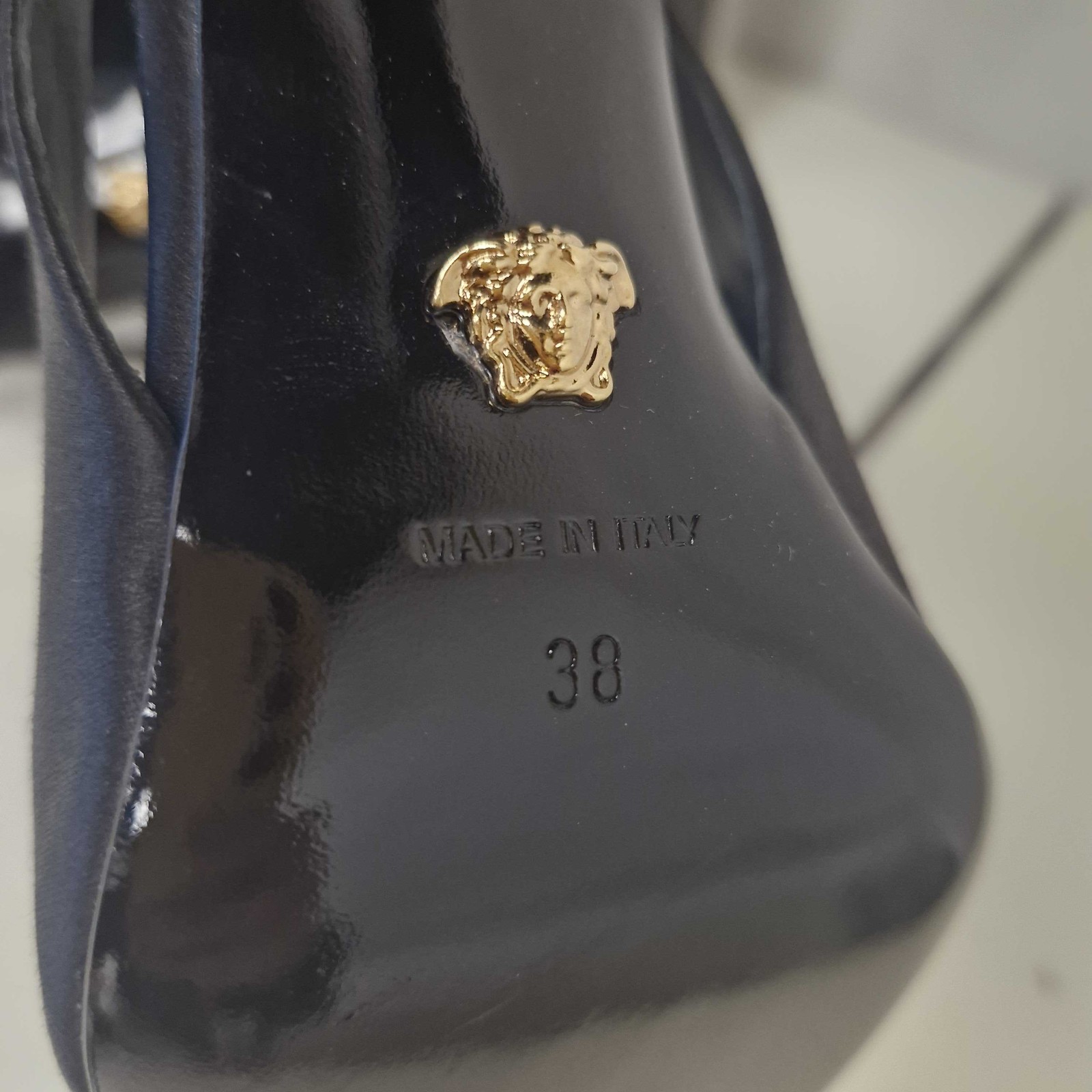 VERSACE Women Sling Back T.70 Raso Heels Black/Silver Size EU 38 RRP £1045 image 8