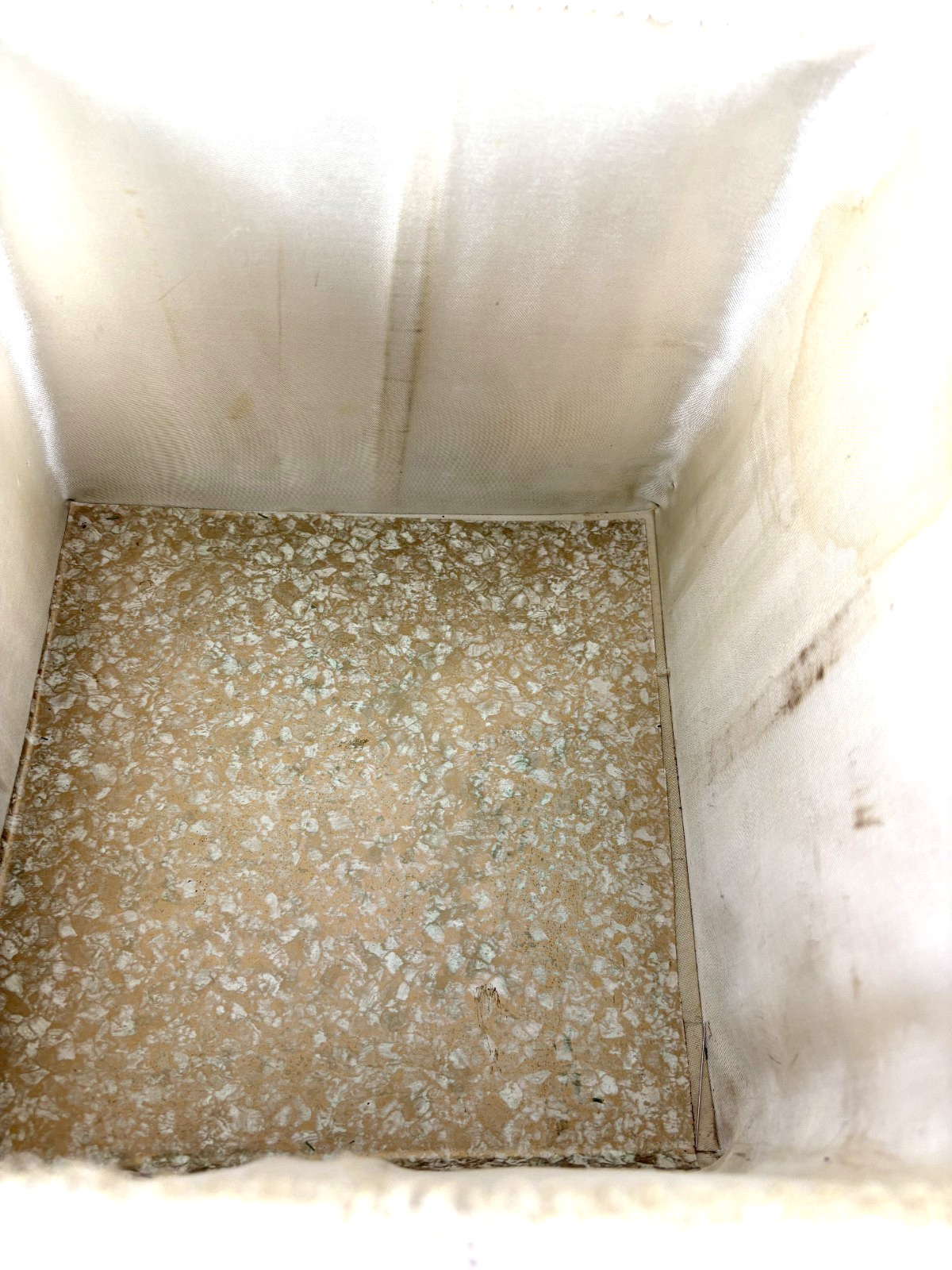 Vintage Penneys sewing basket needlepoint on legs