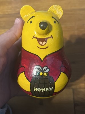 Vintage WINNIE THE POOH roly-poly WOODEN HAND PAINTED TOY