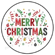 MERRY CHRISTMAS STREAMERS ENVELOPE SEALS LABELS STICKERS PARTY FAVORS