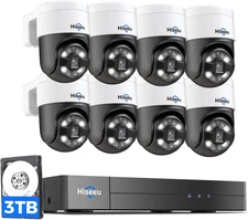 【Human Tracking+300°Pan 90°Tilt】  4K Poe Security Camera System,Wired NVR Securi