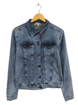ELVIRA COLLECTIONS Jeansjacke Damen Jacke Gr. DE 42 blau Casual-Look