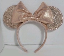 Disney Parks Briar Rose Gold Minnie Mouse Ears Headband Bow RETIRED Glitter
