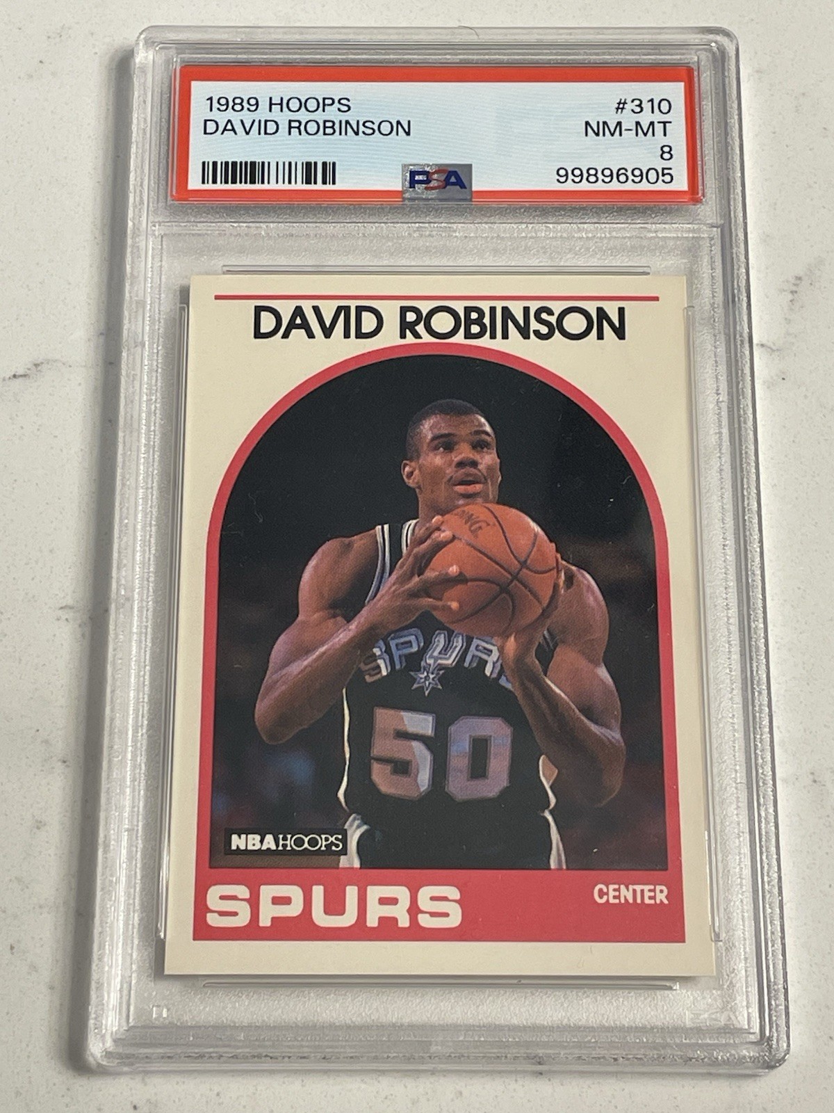 1989 HOOPS #310 DAVID ROBINSON RC SPURS HOF PSA 8 NM/MT