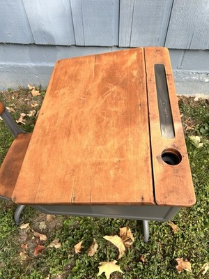 Vintage 1920's Child's “Fashion School Desk” with Inkwell Restored