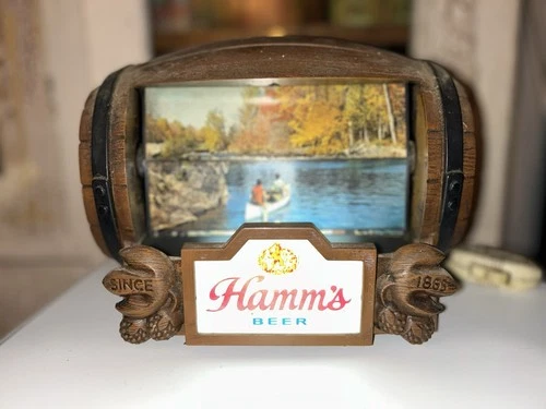 Vintage Hamm's Beer Barrel Rotating Flip Motion Sign 8 Scenes Bar Mancave