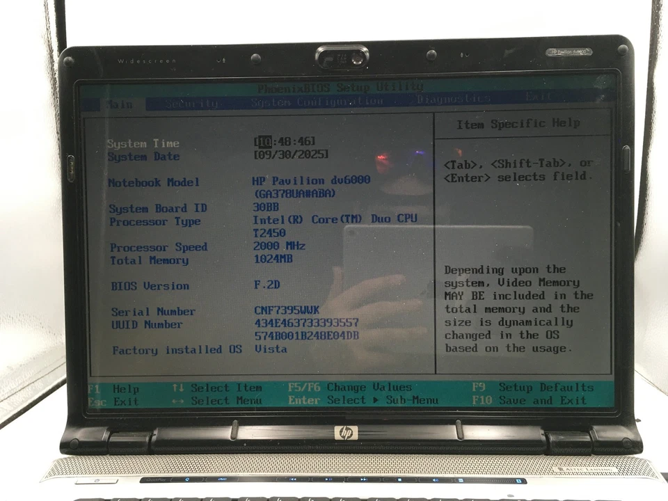 HP PAVILION DV6000 - BOOTS TO BIOS - INTEL CORE DUO T2450 - 1GB RAM - READ - BB - Image 2 of 4