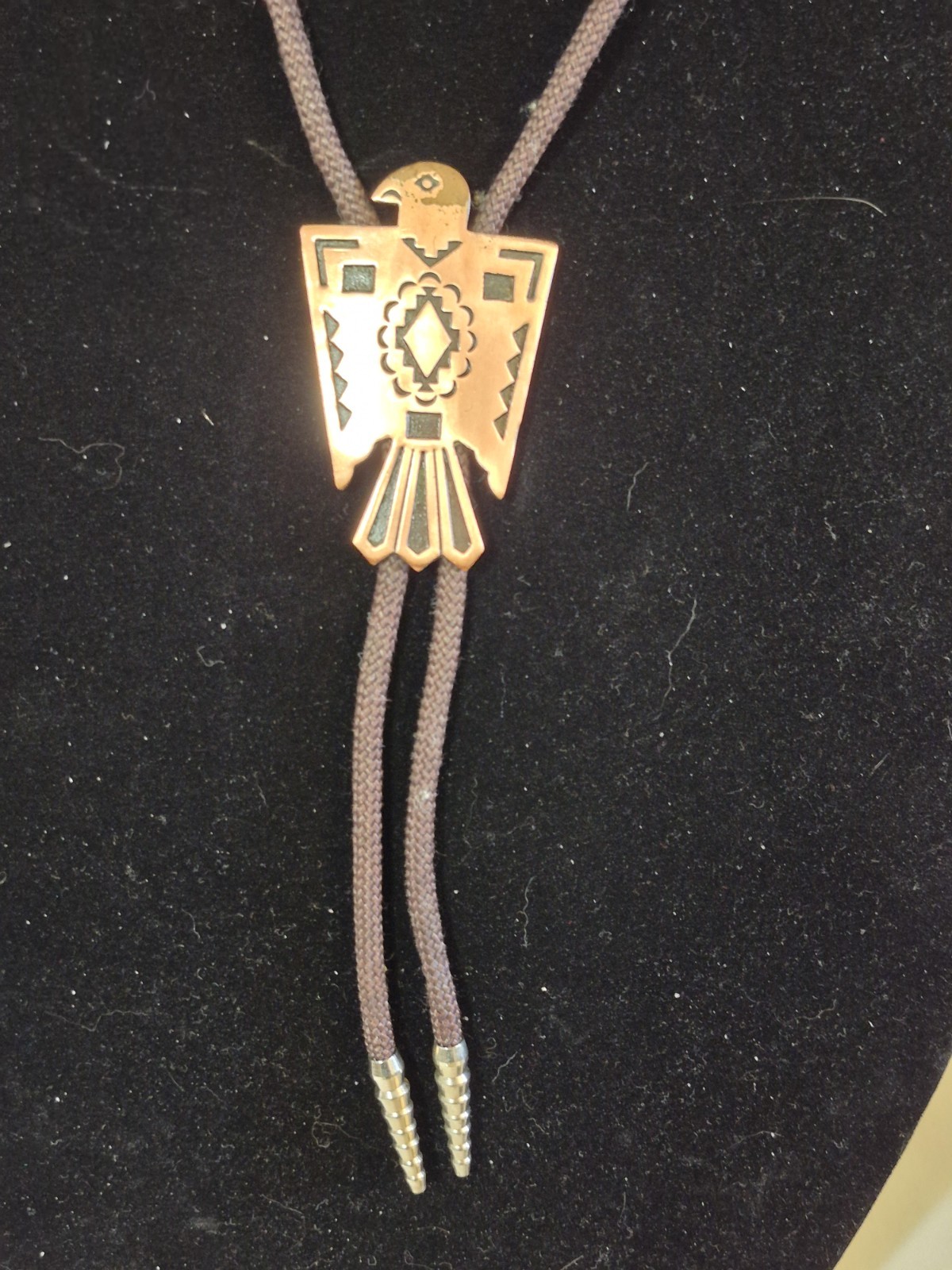 Solid Copper Thunderbird Bolo Tie Pendant Bell Tr… - image 3