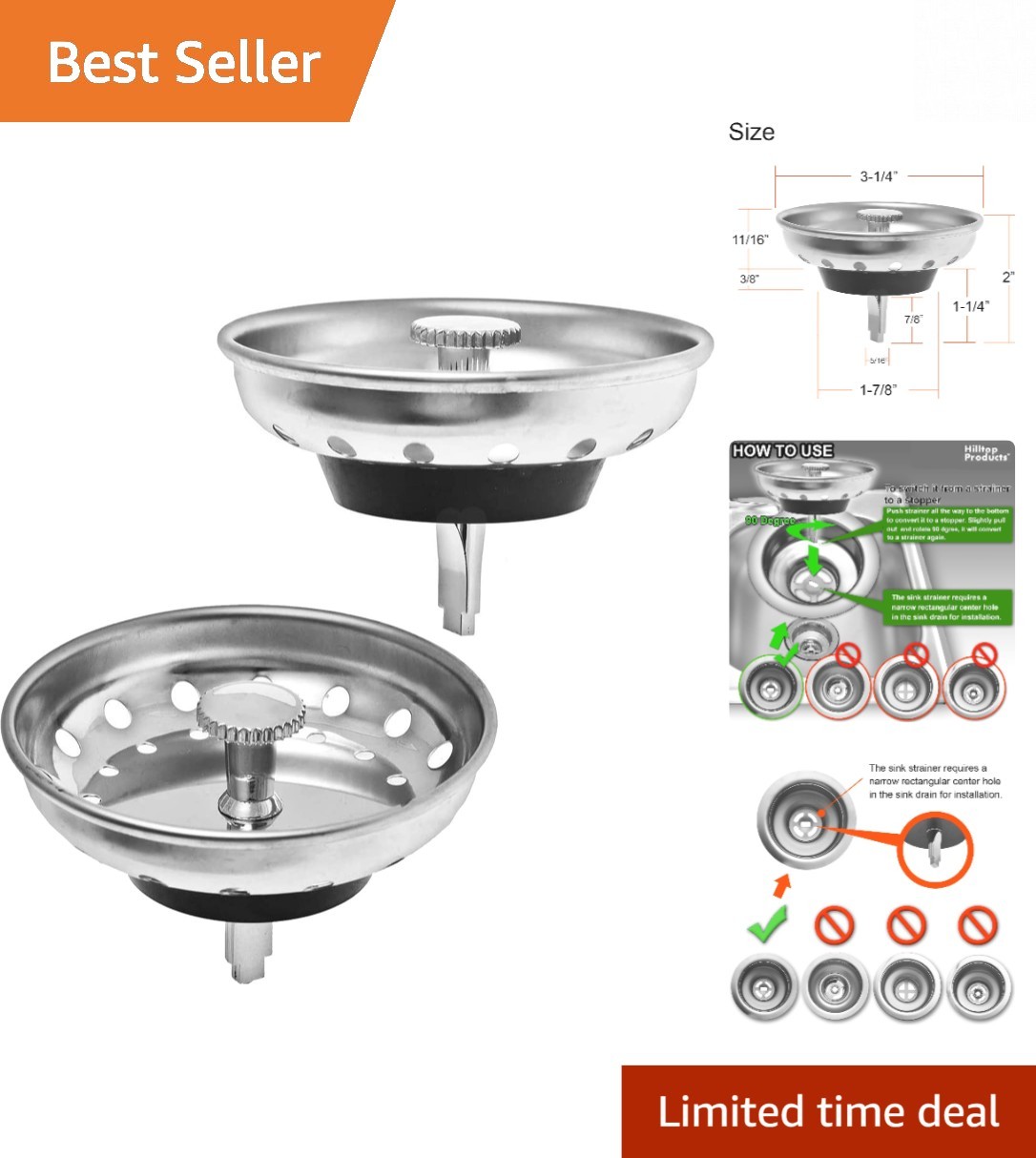 Elegant 2-Pack Kitchen Sink Strainer & Stopper Combo for Effective Drain Care