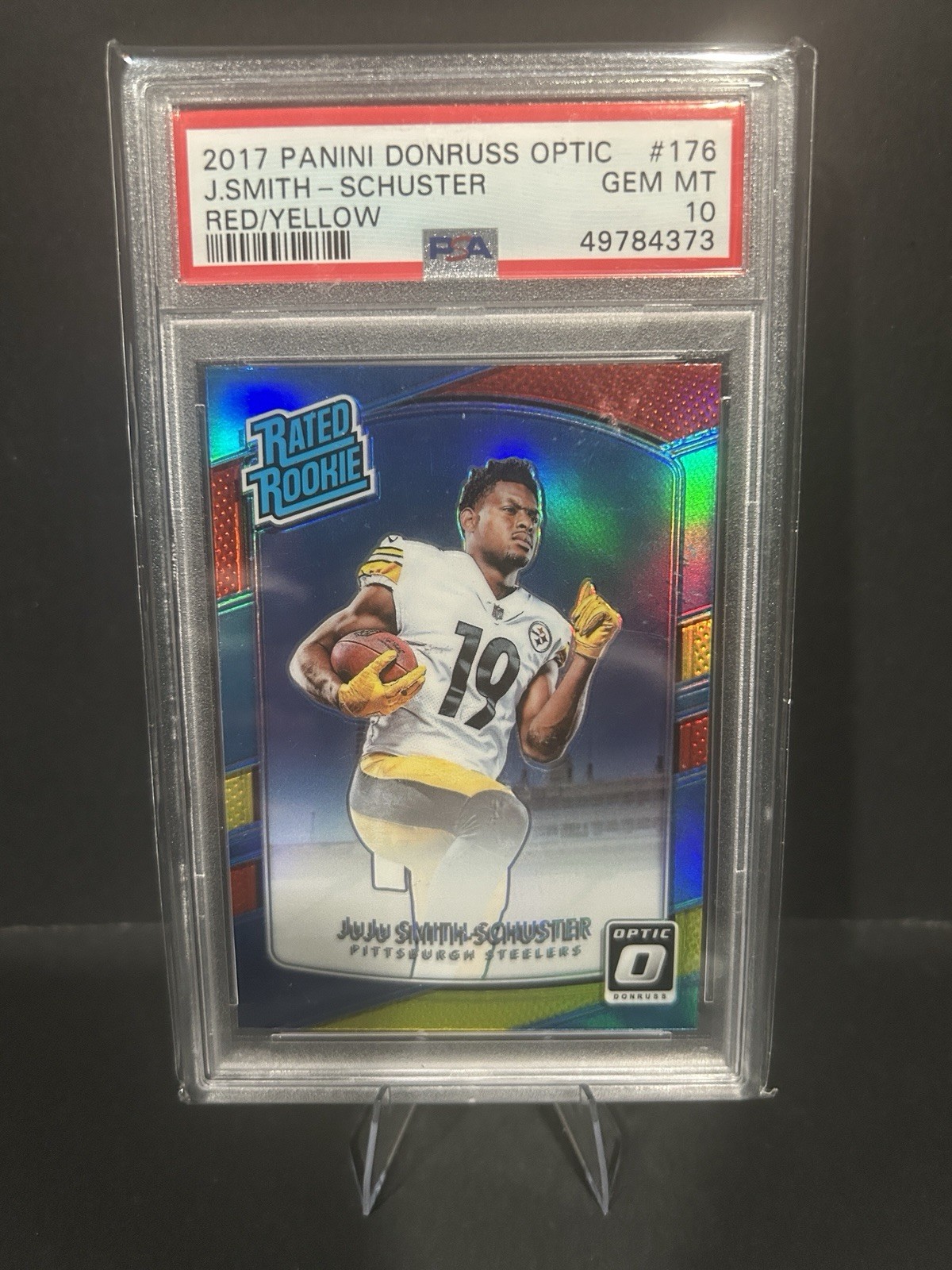 Panini 2017 Donruss Optic JuJu Smith-Schuster Red & Yellow #176 PSA 10