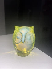 Fenton Vintage Opal Vaseline Glass Hooty Owl Figurine Uranium