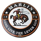 Vintage Marlin Long Gun Lever Action Porcelain Sign - Cowboy Lasso Sign