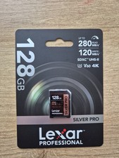 Lexar Professional 128GB SDXC UHS-II U3 V60 R: 280MB/s W: 120MB/s Silver Pro