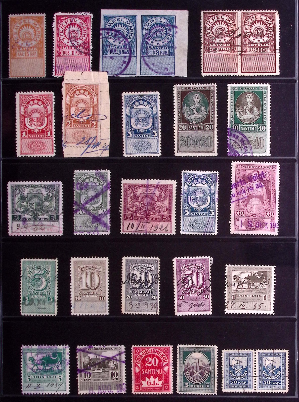 LATVIA:UsedRevenueExamples-Ex-OldTimeCollection-AlbumPage