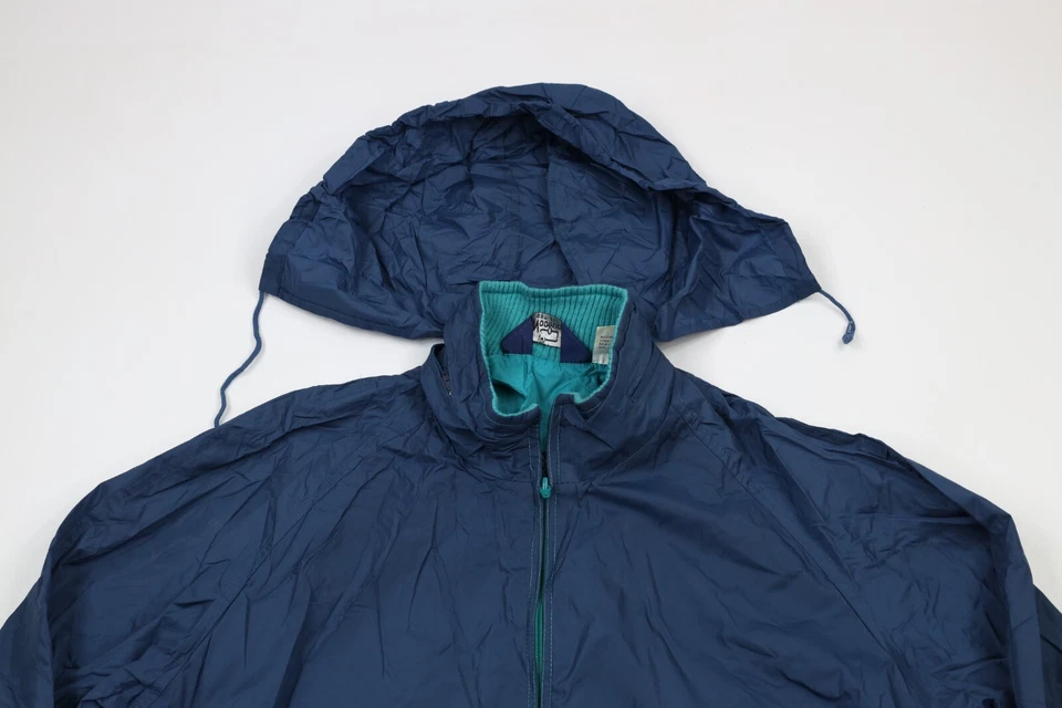 Traje de lluvia chaqueta pantalones vintage años 90 Woolrich para hombre grande empaquetable senderismo camping Foto 3 de 4