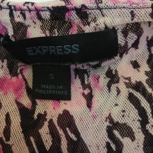 Express pink and black sleeveless animal print V neck medium summer tank top - Picture 4 of 5