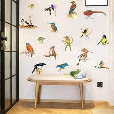 Removable Watercolor 3D Branch Birds Wall Decal Vinyl Birds Wall Stickers Pee...