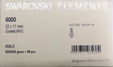 48 Swarovski  Crystal Beads 6000 Pendant 22mm FACTORY PACK CLEAR WHOLESALE