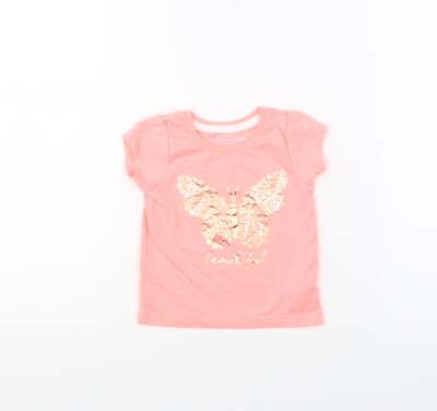 Primark Mädchen rosa Polyestermischung T-Shirt Größe 3-6 Monate Pullover-