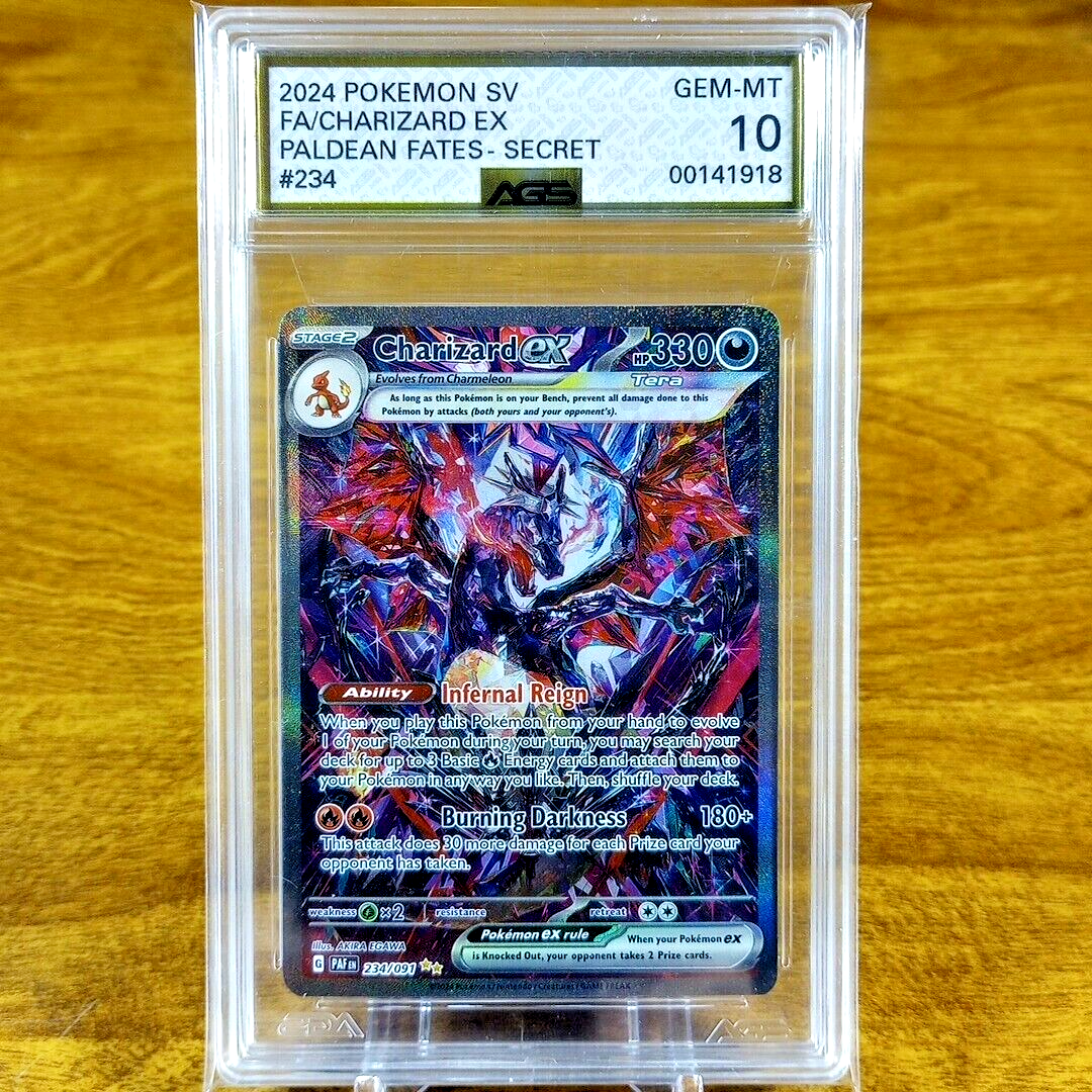 Pokemon Paldean Fates Charizard EX 234/091 AGS Gem-MT 10