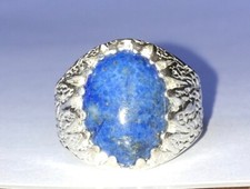 Very Nice Denim Lapis Lazuli 16x12mm Cab USA Made Heavy Sterling Ring sz 9